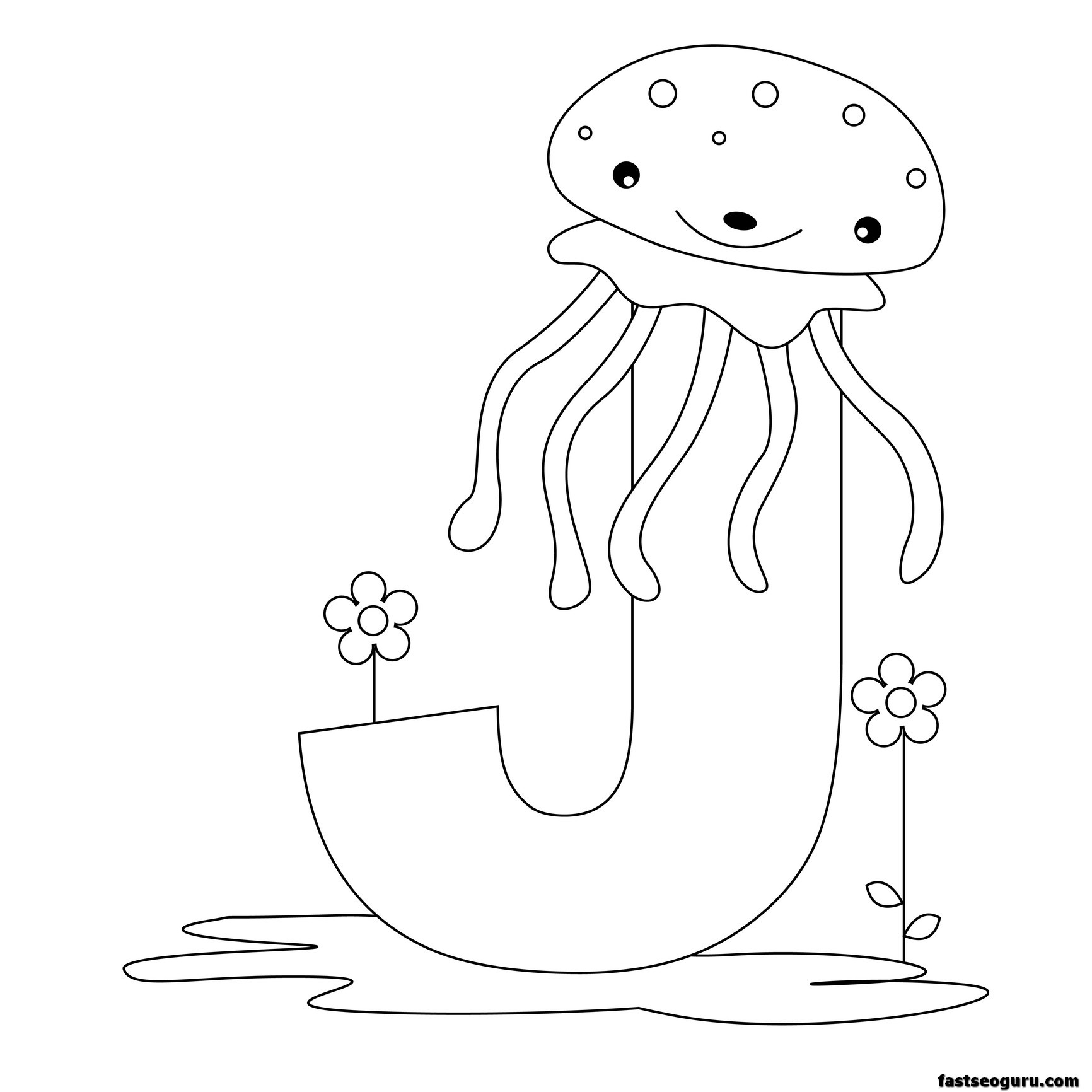 Printable Animal Alphabet worksheets Letter J for Jellyfish